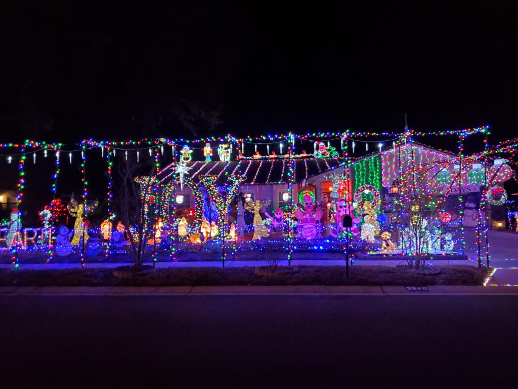 Christmas light display at house in Winter Park, FL